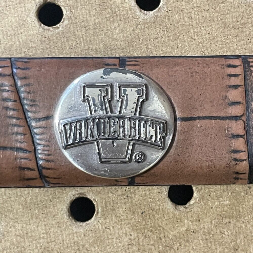 Enmon Vanderbilt Commodores Genuine Leather Grain Metal Belt Brown Size 38 Men - Picture 4 of 9